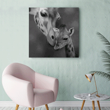 Load image into Gallery viewer, Canvas Wall Art: Mama &amp; Baby Giraffe (32&quot;x32&quot;)
