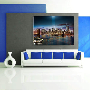 Canvas Wall Art: NYC Freedom Towers at Night with the Famous Brooklyn Bridge (Various Sizes)