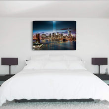 Load image into Gallery viewer, Canvas Wall Art: NYC Freedom Towers at Night with the Famous Brooklyn Bridge (Various Sizes)
