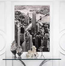 Load image into Gallery viewer, Canvas Wall Art: Black &amp; White Metallic View of Downtown NYC (32&quot;x48&quot;)
