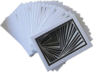 25-Packs of White Over Black and White Over Red Double Picture Mats with Openings in Various Sizes