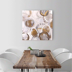 Canvas Wall Art:  The Circles of Beige Abstract Art Painting (36"x36")