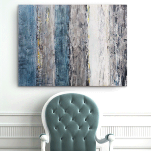 Canvas Wall Art: The Wall of Waves Abstract Painting (48”x36”)