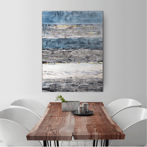 Canvas Wall Art: The Wall of Waves Abstract Painting (48”x36”)