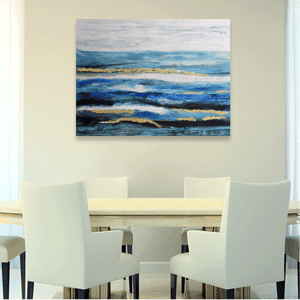 Canvas Wall Art: The Ocean in Abstract Painting (48"x32")