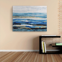 Load image into Gallery viewer, Canvas Wall Art: The Ocean in Abstract Painting (48&quot;x32&quot;)
