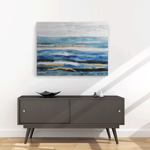 Canvas Wall Art: The Ocean in Abstract Painting (48"x32")