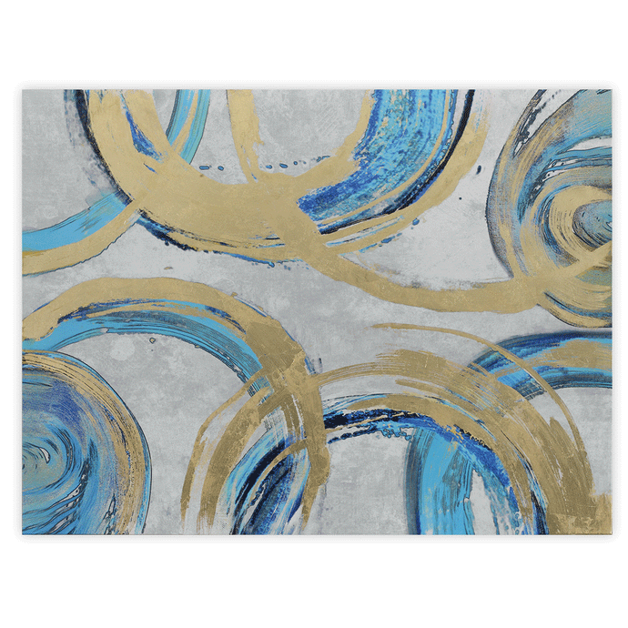 Canvas Wall Art: Turquoise & Gold Circle Motif Painting (48