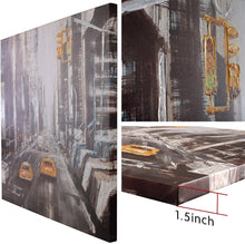 Load image into Gallery viewer, Canvas Wall Art: Cityscape Abstract Art of NYC Yellow Cabs Painting (36&quot;x36&quot;)

