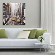 Load image into Gallery viewer, Canvas Wall Art: Cityscape Abstract Art of NYC Yellow Cabs Painting (36&quot;x36&quot;)
