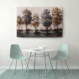 Canvas Wall Art: The Brushed Trees in the Forest Painting (48"x32")