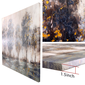 Canvas Wall Art: The Brushed Trees in the Forest Painting (48"x32")
