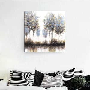 Canvas Wall Art: The Woods Reflection off the Lake, Abstract Painting (36"x36")