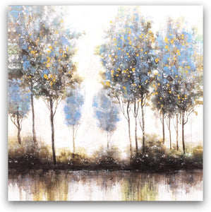 Canvas Wall Art: The Woods Reflection off the Lake, Abstract Painting (36"x36")