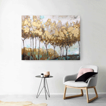 Load image into Gallery viewer, Canvas Wall Art: The Abstract Forest of Golden Trees Painting (48&quot;x36&quot;)
