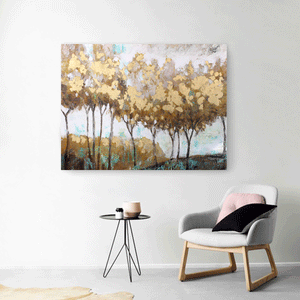 Canvas Wall Art: The Abstract Forest of Golden Trees Painting (48"x36")