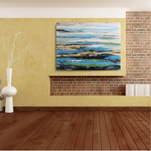 Load image into Gallery viewer, Canvas Wall Art: Abstract Art Waves on the Beach (48&quot;x36&quot;)

