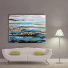 Load image into Gallery viewer, Canvas Wall Art: Abstract Art Waves on the Beach (48&quot;x36&quot;)
