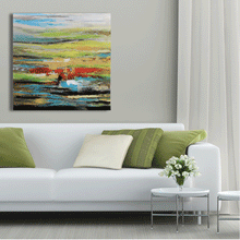 Load image into Gallery viewer, Canvas Wall Art: Abstract Art by the Beach Painting (36&quot;x36&quot;)
