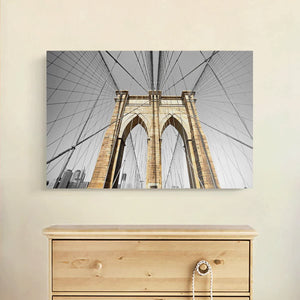 Canvas Wall Art: The Brooklyn Bridge, Metallic (48"x32")