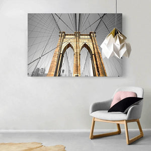 Canvas Wall Art: The Brooklyn Bridge, Metallic (48"x32")