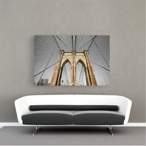 Canvas Wall Art: The Brooklyn Bridge, Metallic (48"x32")