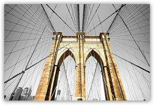 Canvas Wall Art: The Brooklyn Bridge, Metallic (48"x32")