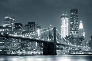 Canvas Wall Art: The Magnificent NYC Skyline and the Brooklyn Bridge (48"x32")