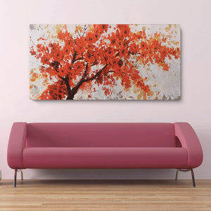 Canvas Wall Art: The Red Leaves Painting (60"x30")